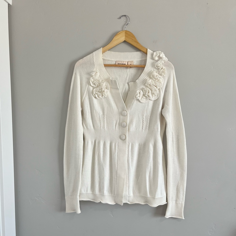 DKNY | 100% Cotton White Long Sleeve Sweater